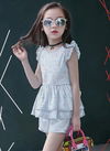 Sky Blue Colour Bavv Western Children Western Wear Khadi Cotton Top And Short Capri Girls Wear Collection Bavv 01